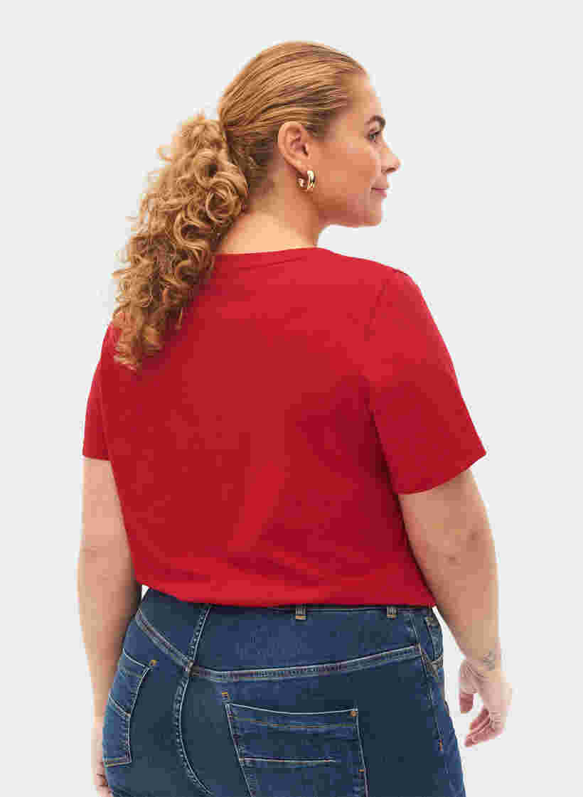 2-pack t-shirt i bomull, Tango Red/Black, Model image number 1