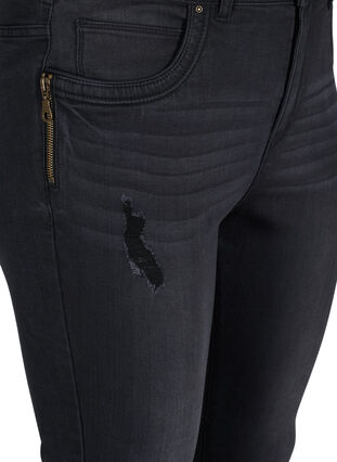 Amy jeans med super slim fit och slitna detaljer och knappar, Grey Denim, Packshot image number 2