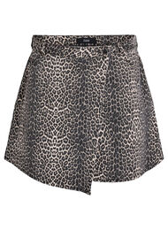A-linjeformad jeanskjol med leopardm&ouml;nster, Brun