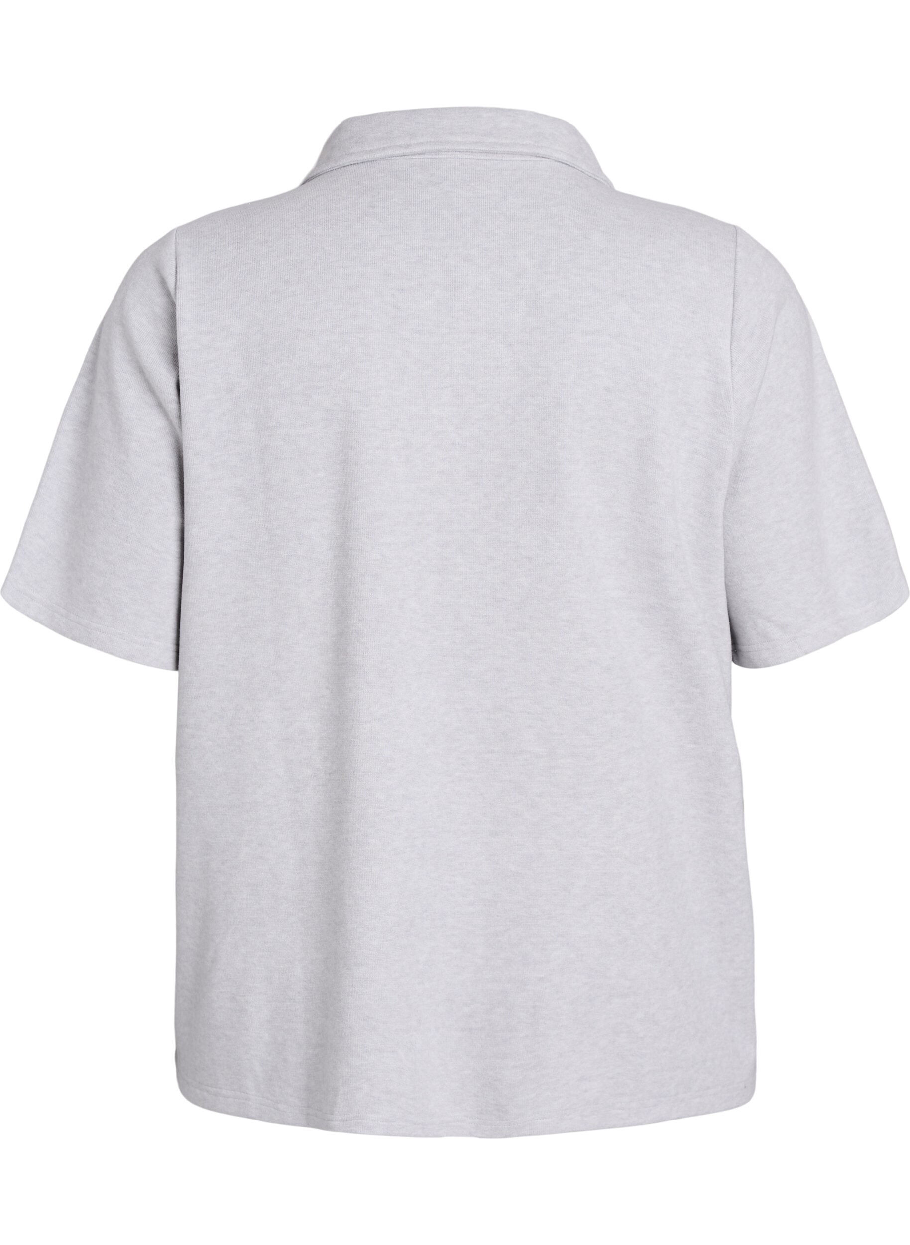 Zizzi Jerseyblus med krage och korta &auml;rmar, Gr&aring;, Packshot image number 1