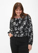 Blus med puff&auml;rm, Black Flower AOP, Model image number 0