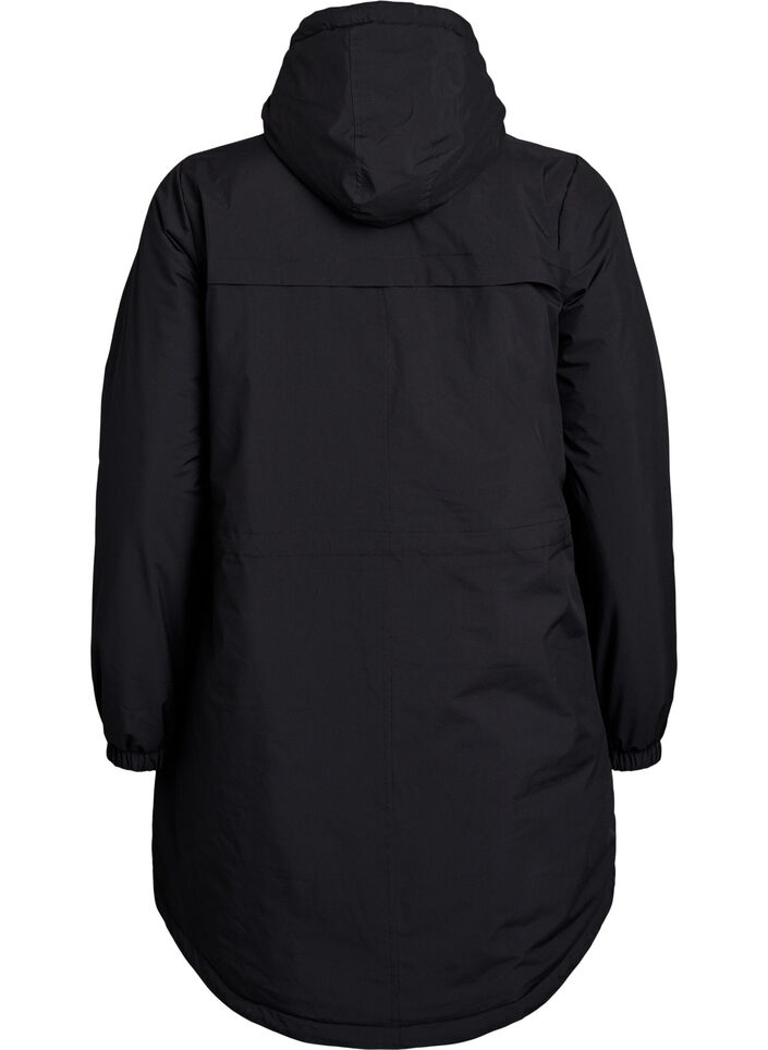 L&auml;tt vadderad parkas med huva, Svart, Packshot image number 1