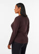 Blus i viskos med spetskant och v-ringning, Brun, Model image number 2