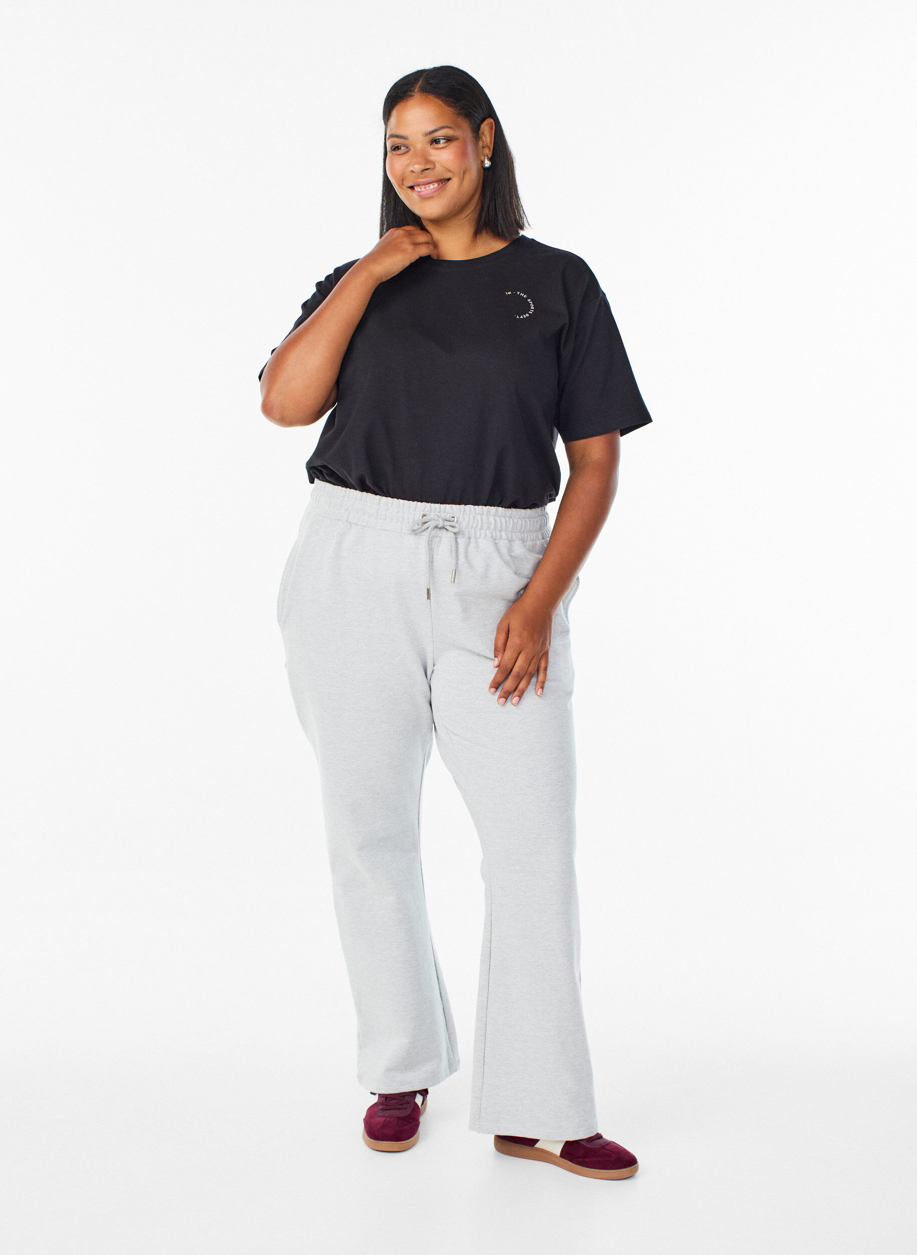 Zizzi Sportig t-shirt i ekologisk bomull, Svart, Model image number 1