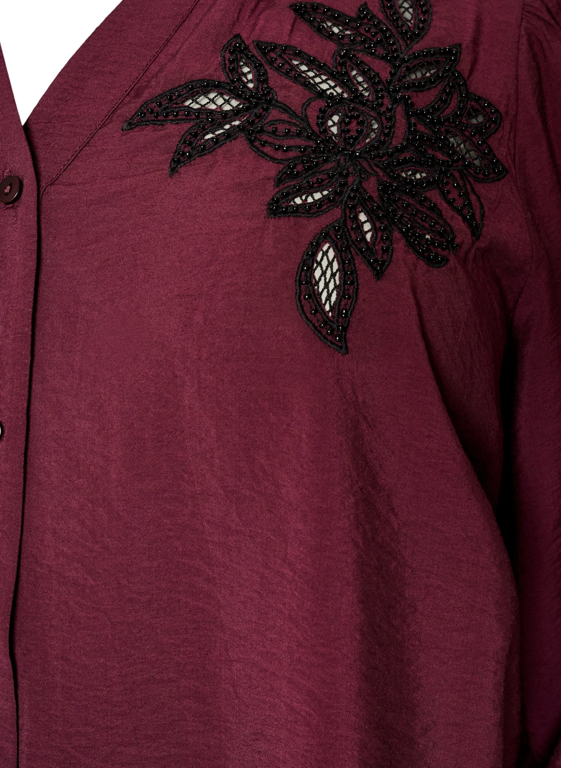 ZizziSkjortblus med broderade blomapplikationer, R&ouml;d, Packshot image number 2