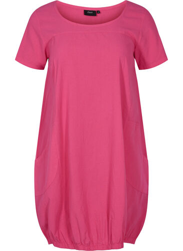 Kortärmad klänning i bomull, Beetroot Purple, Packshot image number 0
