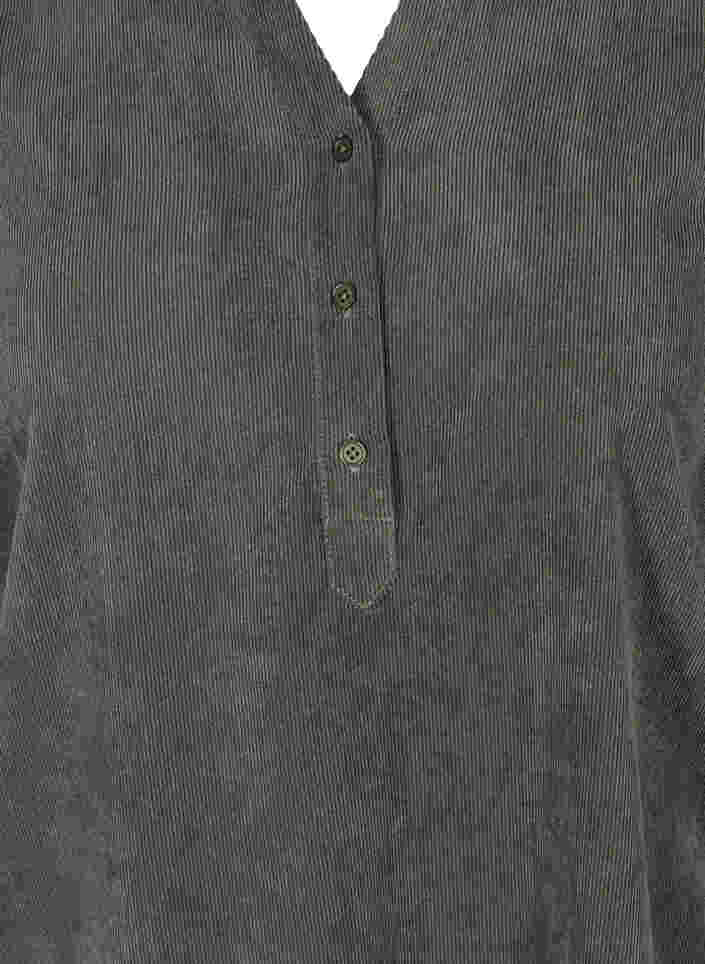 Sammetsklänning med 3/4 ärmar och knappar, Deep Forest, Packshot image number 2