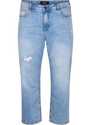  Croppade Vera jeans med destroy-detaljer 	, Blue Denim, Packshot image number 0
