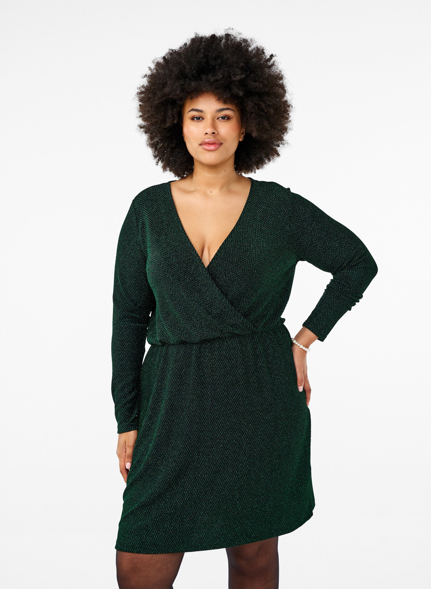 Zizzi Glitterkl&auml;nning med sicksackm&ouml;nster, Scarab ZigZagShimmer, Model image number 0