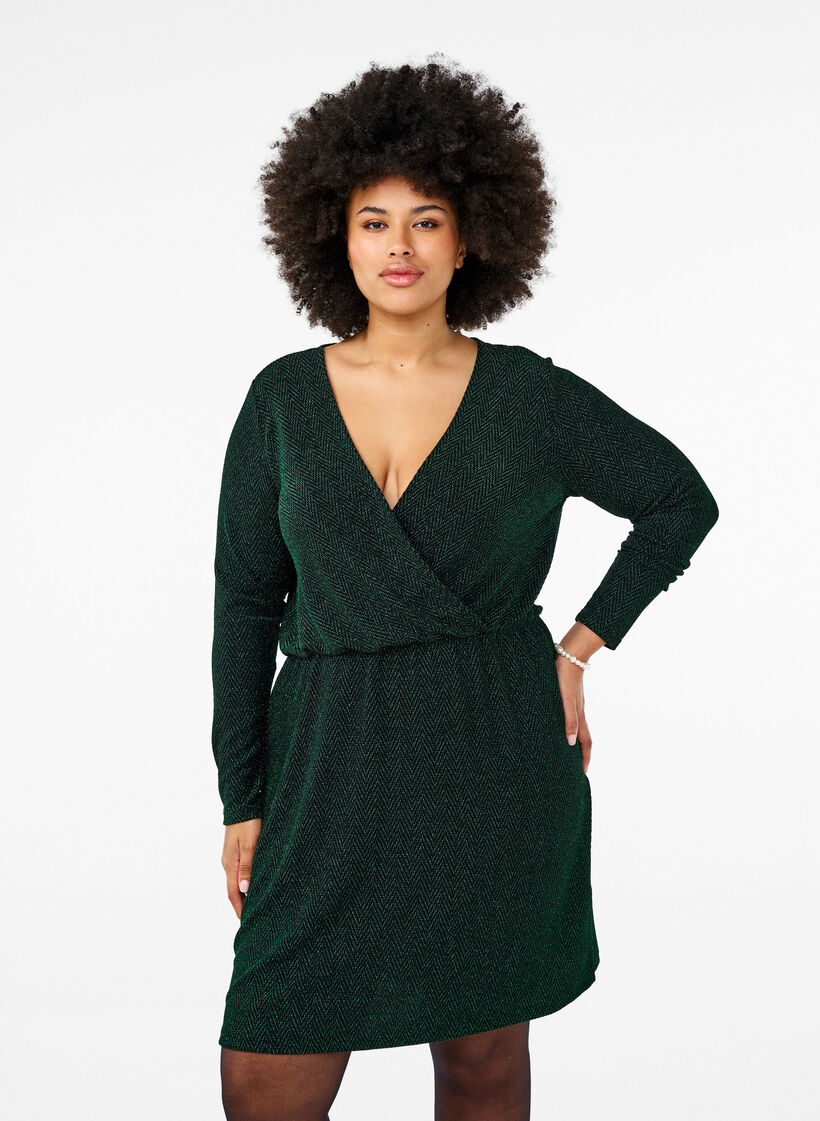 Glitterklänning med sicksackmönster, Scarab ZigZagShimmer, Model image number 0