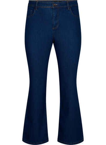 FLASH - Högmidjade jeans med bootcut, Blue denim, Packshot image number 0