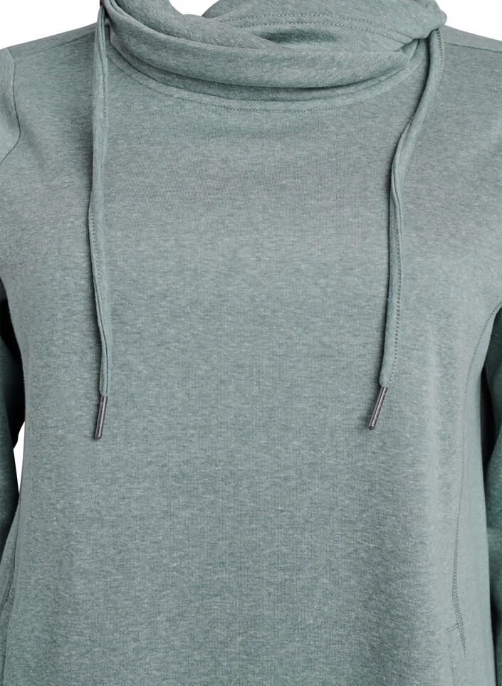 Kort sweatshirtkl&auml;nning med h&ouml;g krage och fickor, Gr&ouml;n, Packshot image number 2