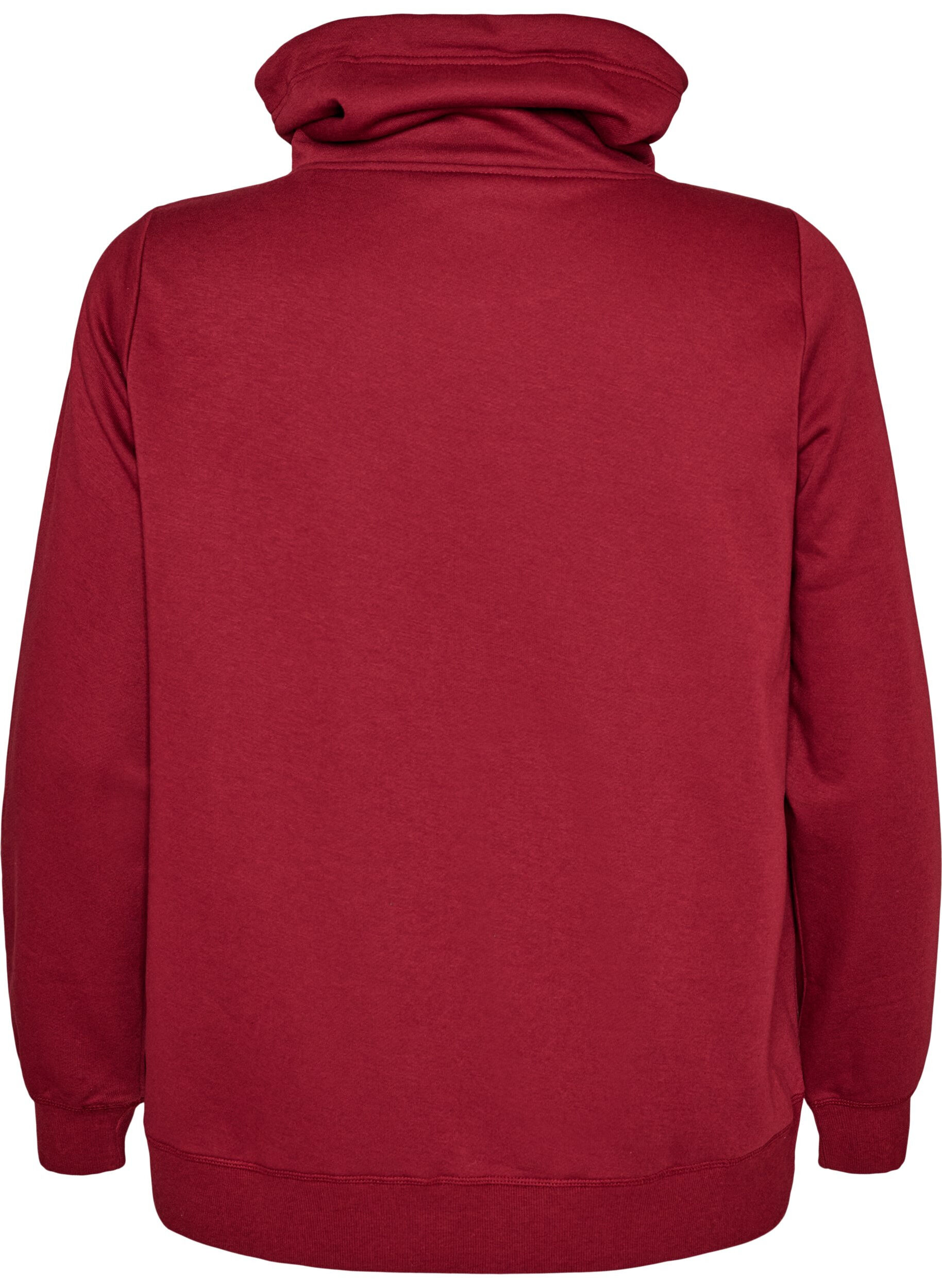 ZizziSweatshirt med h&ouml;g krage och fickor, R&ouml;d, Packshot image number 1