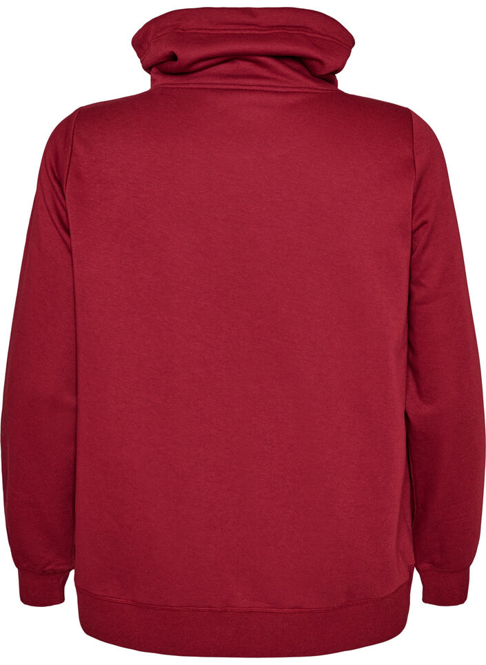 Sweatshirt med h&ouml;g krage och fickor, R&ouml;d, Packshot image number 1