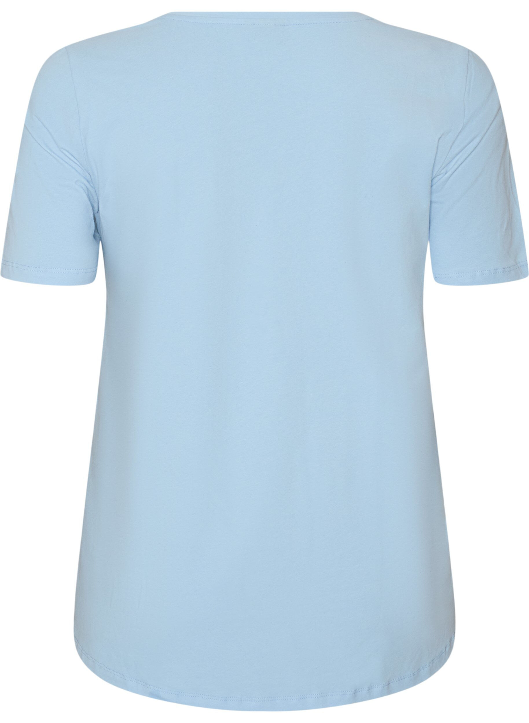 ZizziEnf&auml;rgad t-shirt i bomull, Bl&aring;, Packshot image number 1