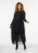 Blus i skir mesh med strass, Svart, Model image number 1
