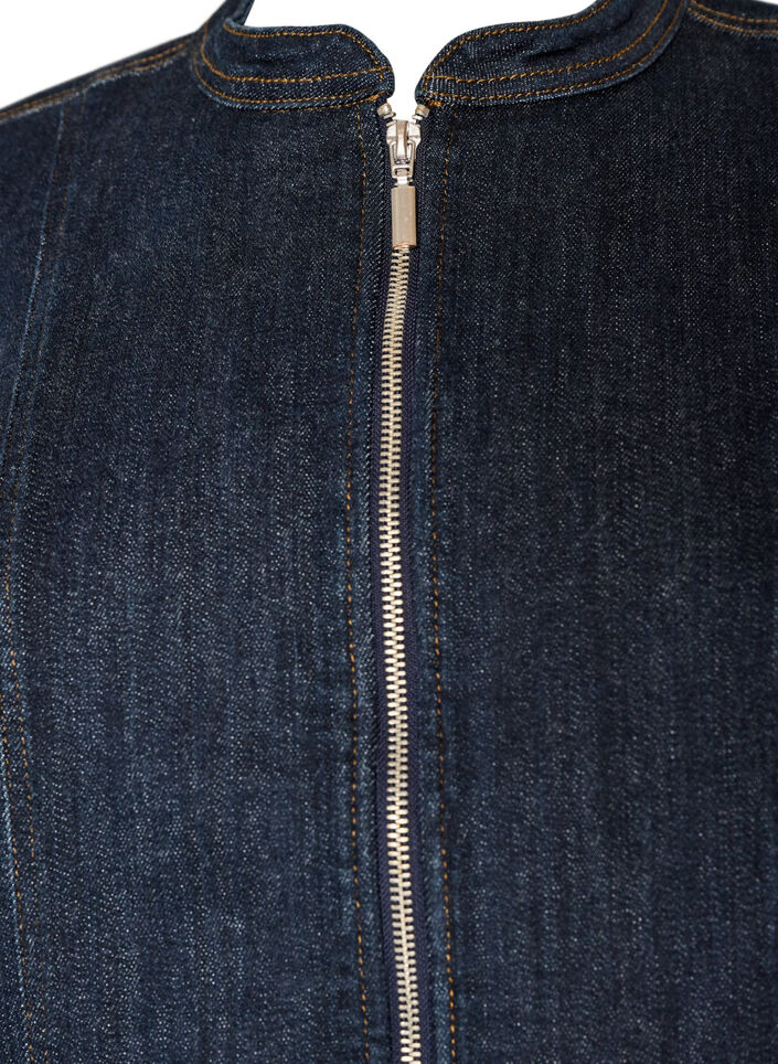 Figurn&auml;ra jacka i denim med dragkedja, Bl&aring;, Packshot image number 2