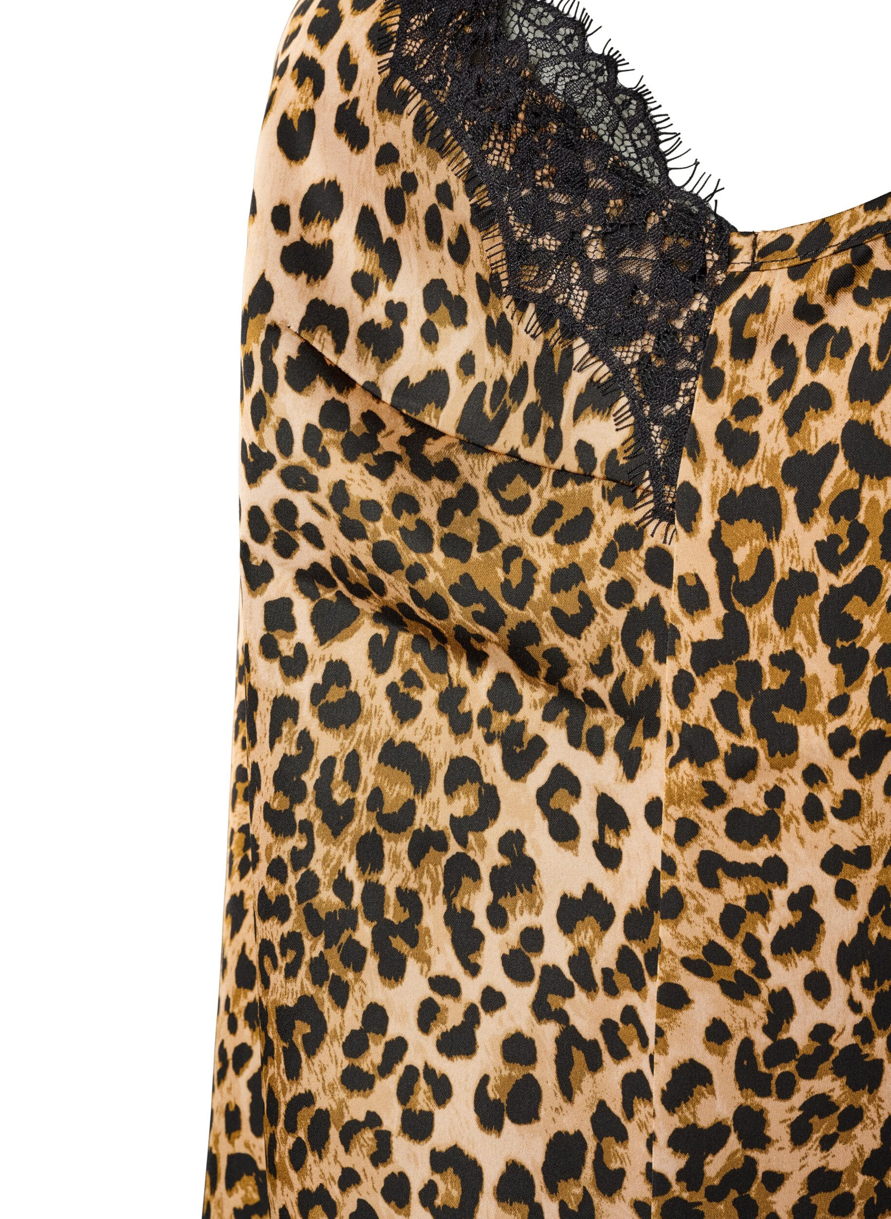 ZizziLinne med spets och asymmetrisk nederkant, Brun, Packshot image number 3