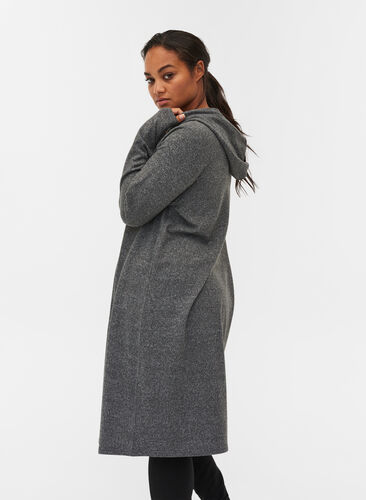 Långärmad klänning med huva, Dark Grey Melange, Model image number 1
