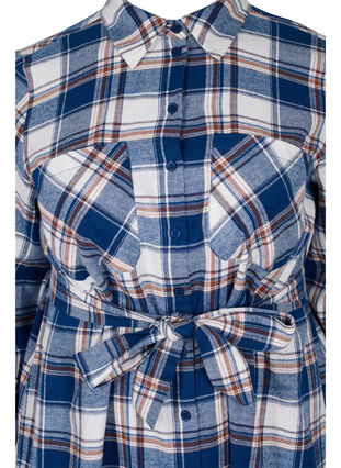 Rutig skjortklänning med knytdetalj, Blue White Check, Packshot image number 2