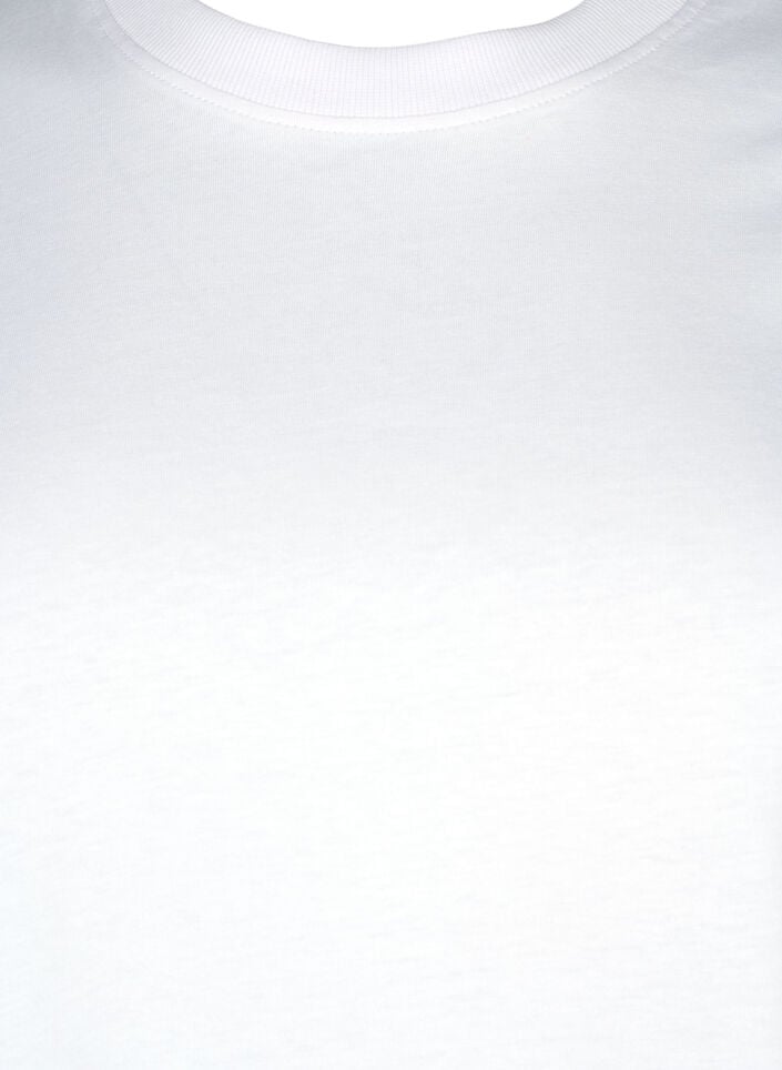 Enkel t-shirt i bomull med rund halsringning, Vit, Packshot