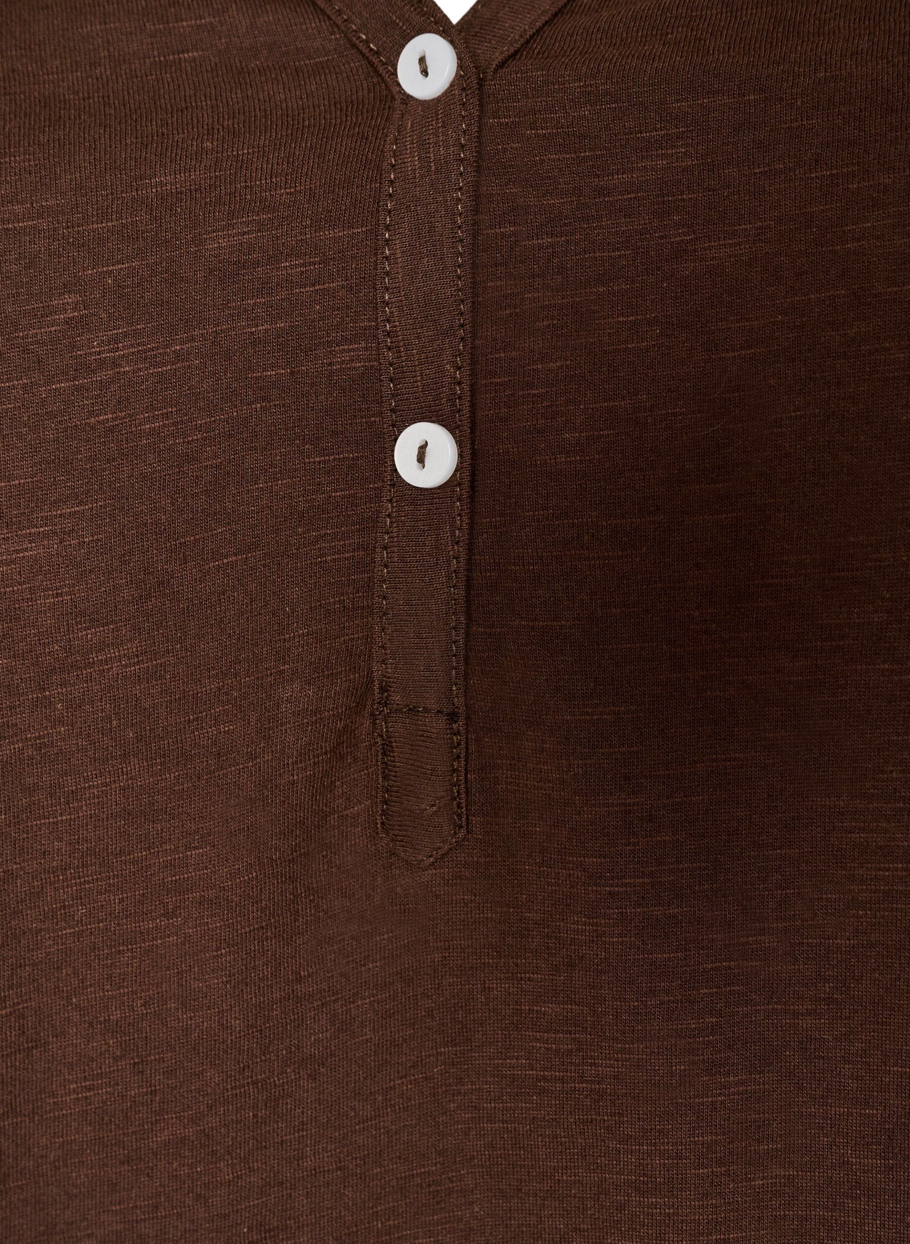 ZizziT-shirt med knappdetalj, Brun, Packshot image number 2
