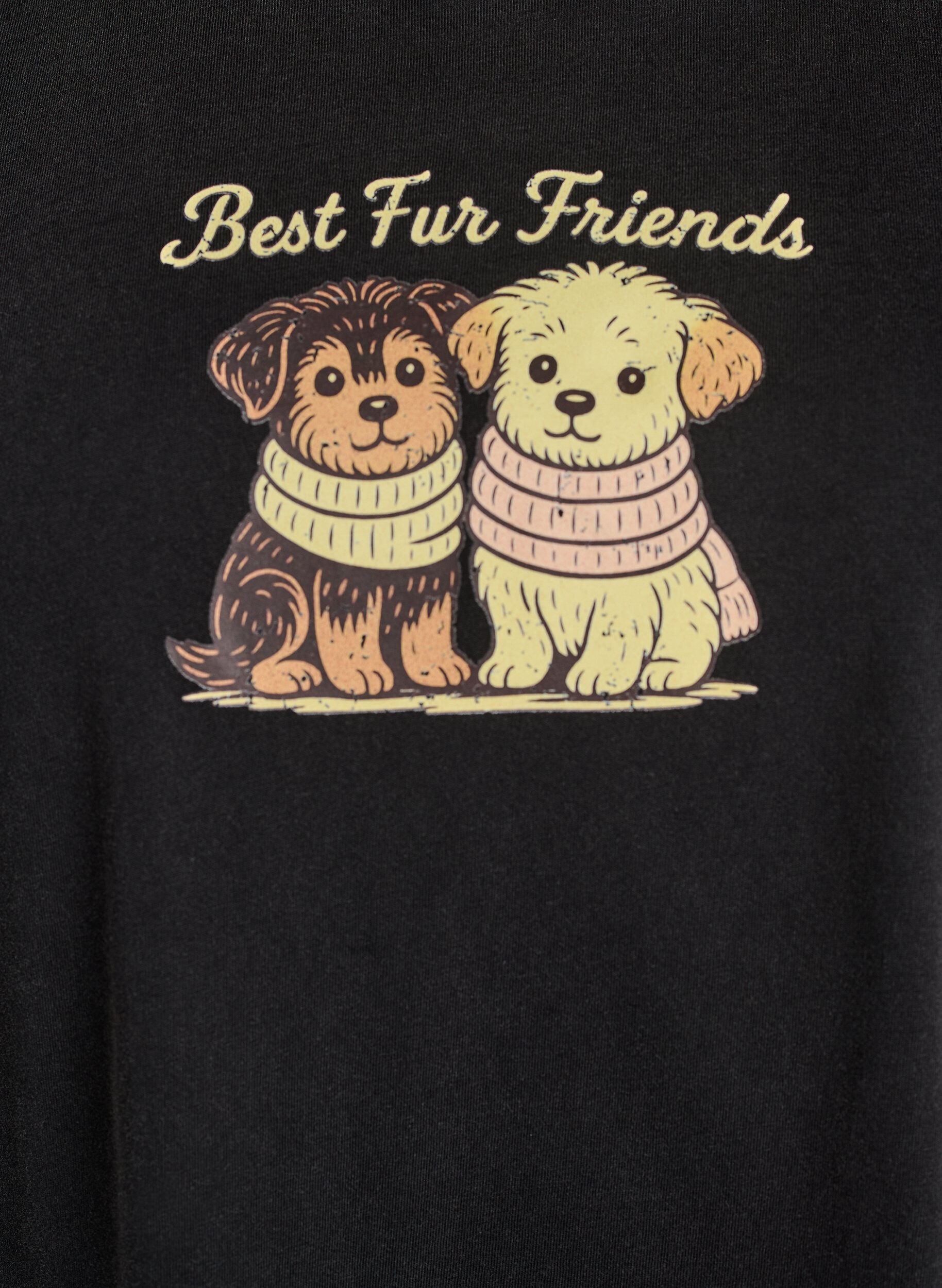 ZizziT-shirt med hundtryck och tv&auml;ttad look, Gr&aring;, Packshot image number 2