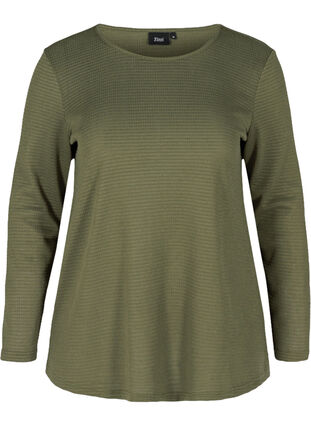 Långärmad tröja med rund halsringning, Deep Lichen Green, Packshot image number 0
