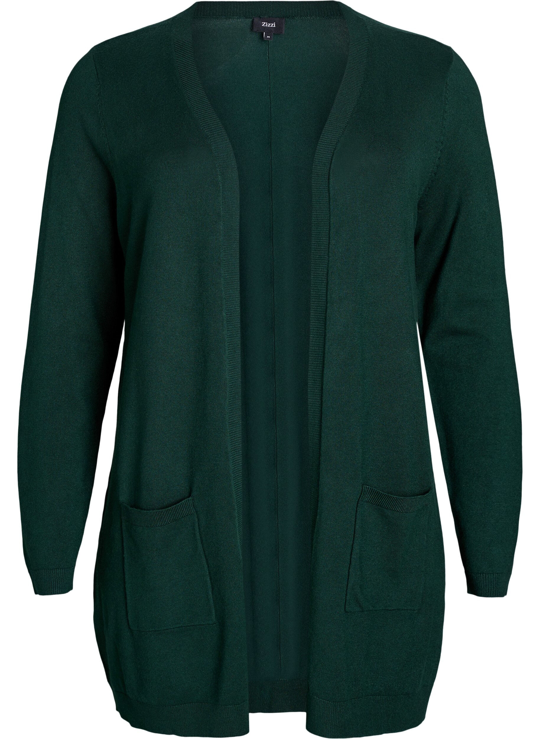 L&aring;ng stickad kofta i viskosblandning