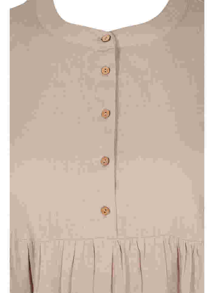 Kortärmad tunika med knappar, Simply Taupe, Packshot image number 2