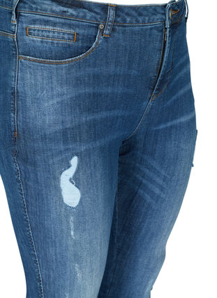 Amy Jeans med slitna detaljer, Blue denim, Packshot image number 2