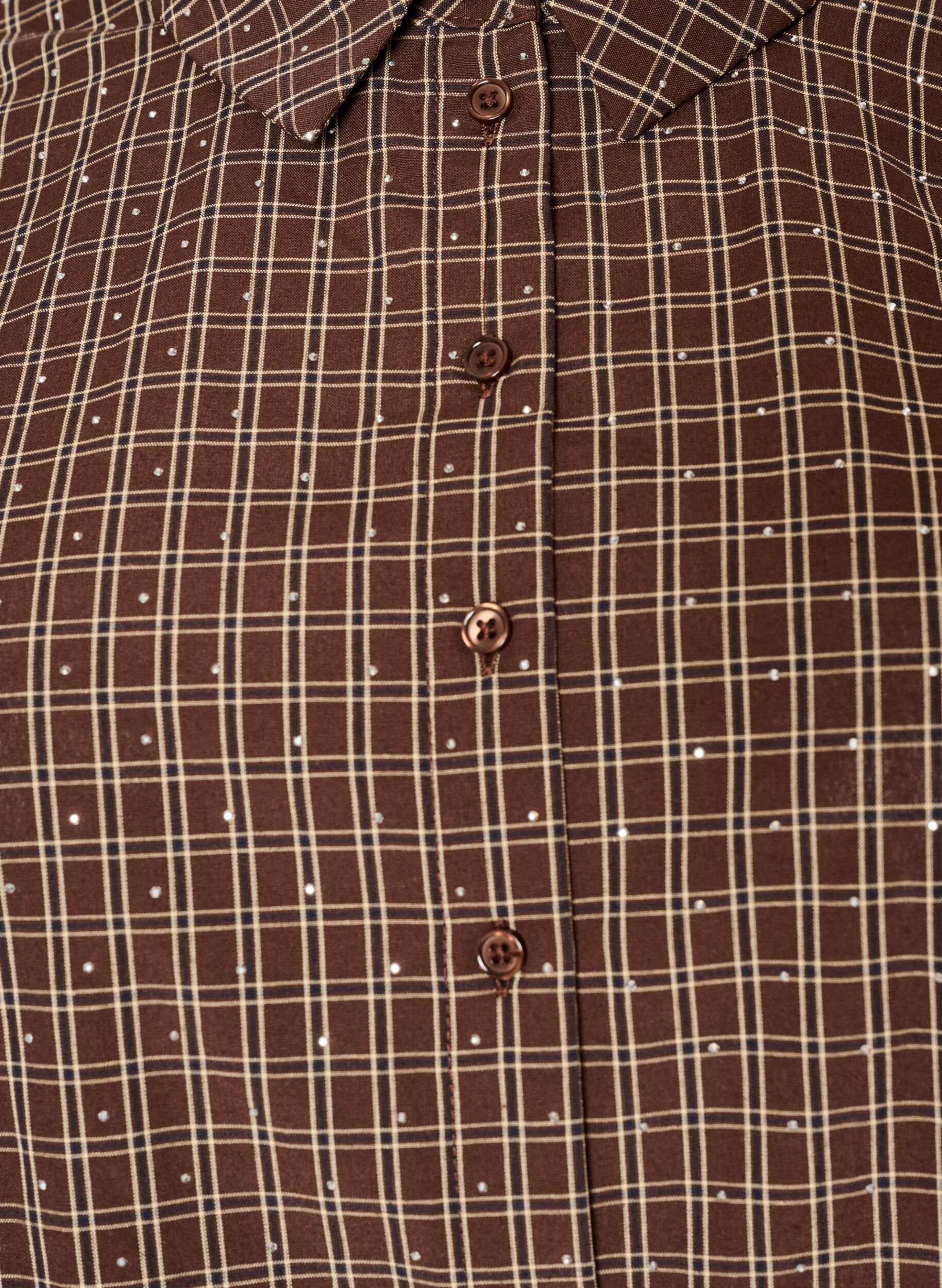 ZizziRutig skjorta med strass, Brun, Packshot image number 2
