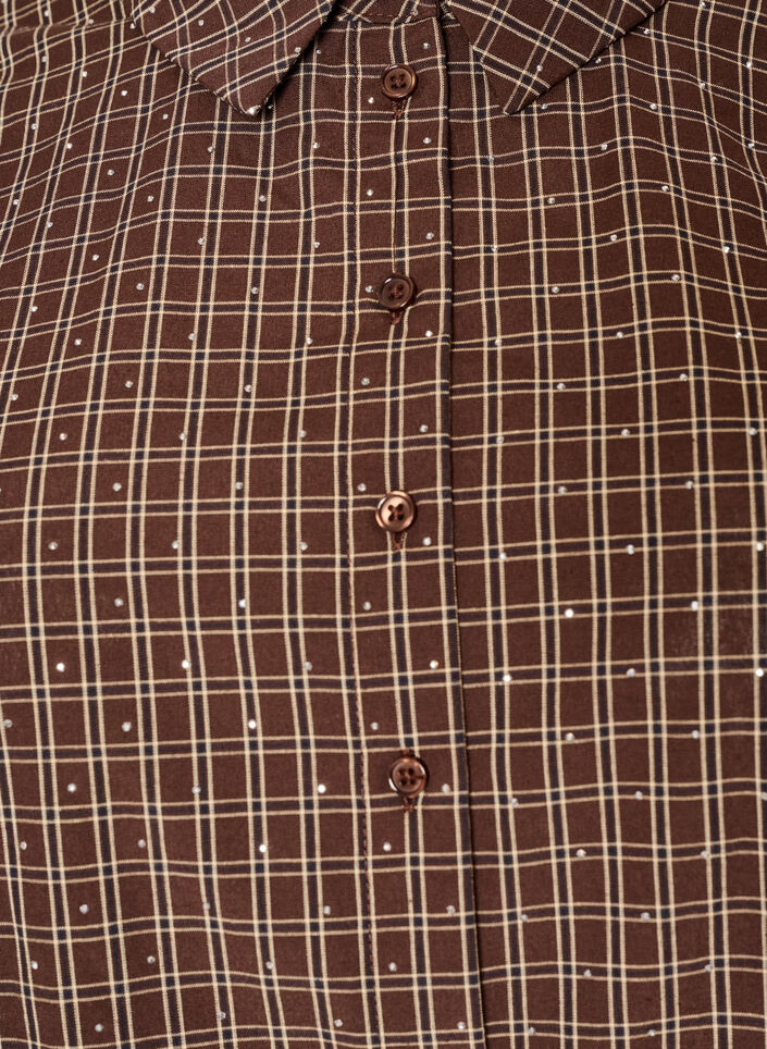 Rutig skjorta med strass, Brun, Packshot image number 2