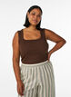 Ribbad topp med fyrkantig ringning, Brun, Model image number 0