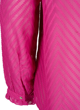 Skjortblus med volanger och mönstrad textur, Festival Fuchsia, Packshot image number 3
