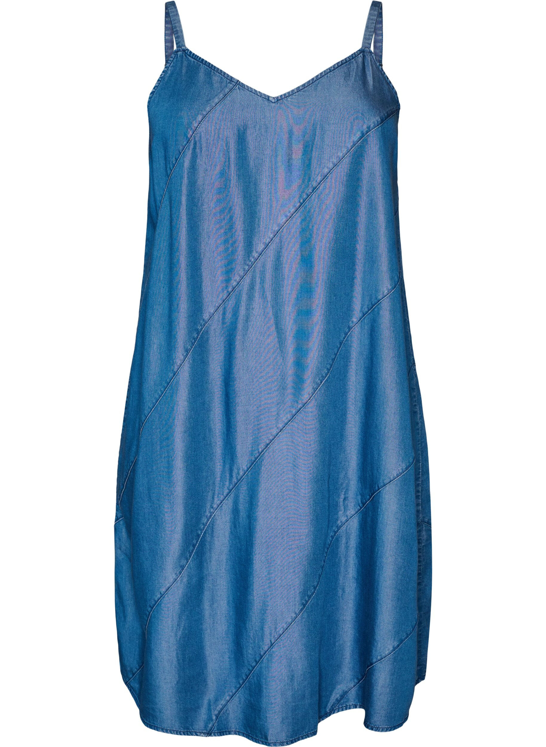 ZizziKl&auml;nning i denimlook i TENCEL&trade; Lyocell med axelband, Bl&aring;, Packshot image number 0