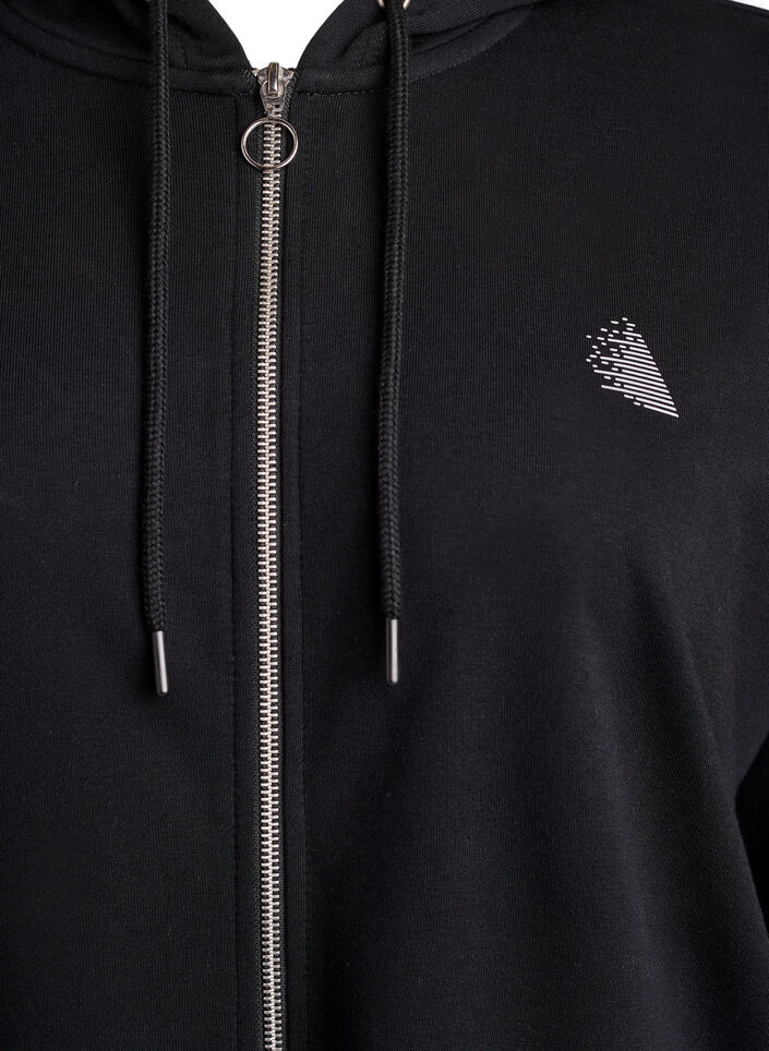 L&aring;ng sweatkofta med tryckta detaljer, Svart, Packshot image number 2