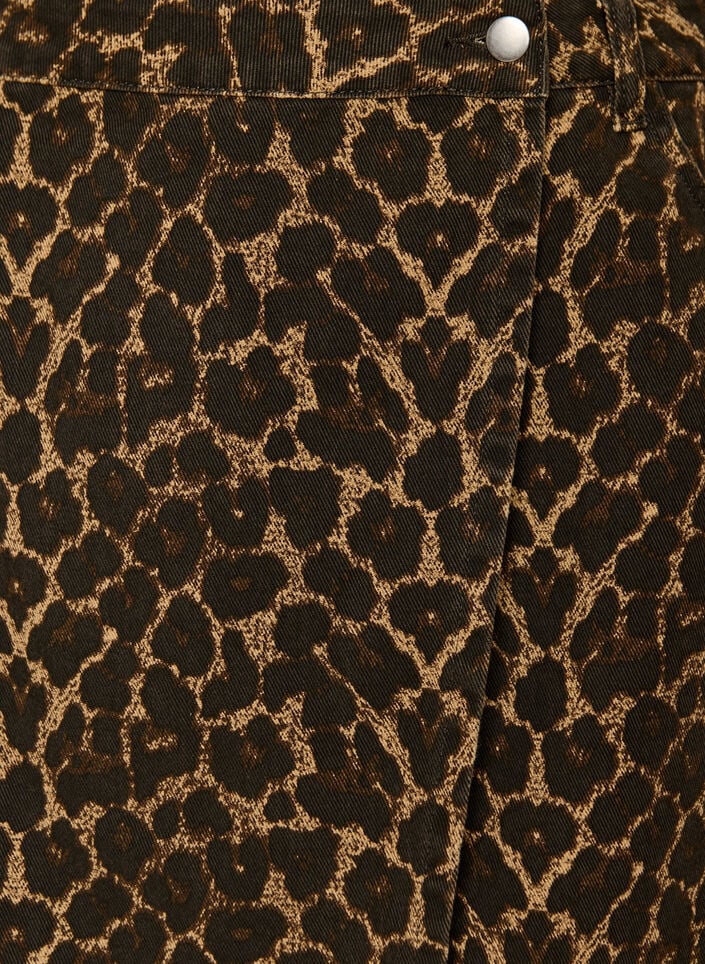 A-linjeformad jeanskjol med leopardm&ouml;nster, Brun, Packshot image number 2