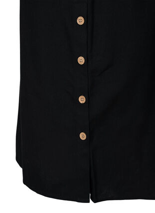 Bomullsklänning med 3/4-ärmar och knappar, Black, Packshot image number 3