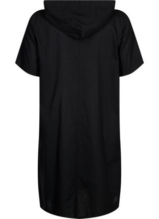 Huvklänning i bomullsblandning med linne, Black, Packshot image number 1