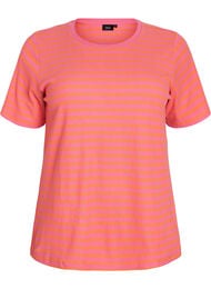 Randig t-shirt med ribbad struktur, Orange