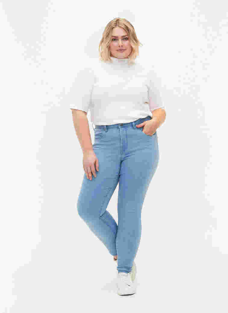 Super slim Amy jeans med hög midja, Ex Lt Blue, Model