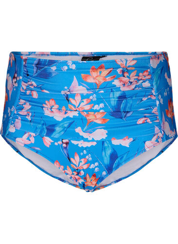 Bikinitrosa med extra hög midja i tryck , Bright Blue Print, Packshot image number 0