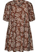 Kort a-linjeformad kl&auml;nning med v-ringning, Brun, Packshot image number 0