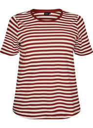 Randig t-shirt med ribbad struktur, R&ouml;d