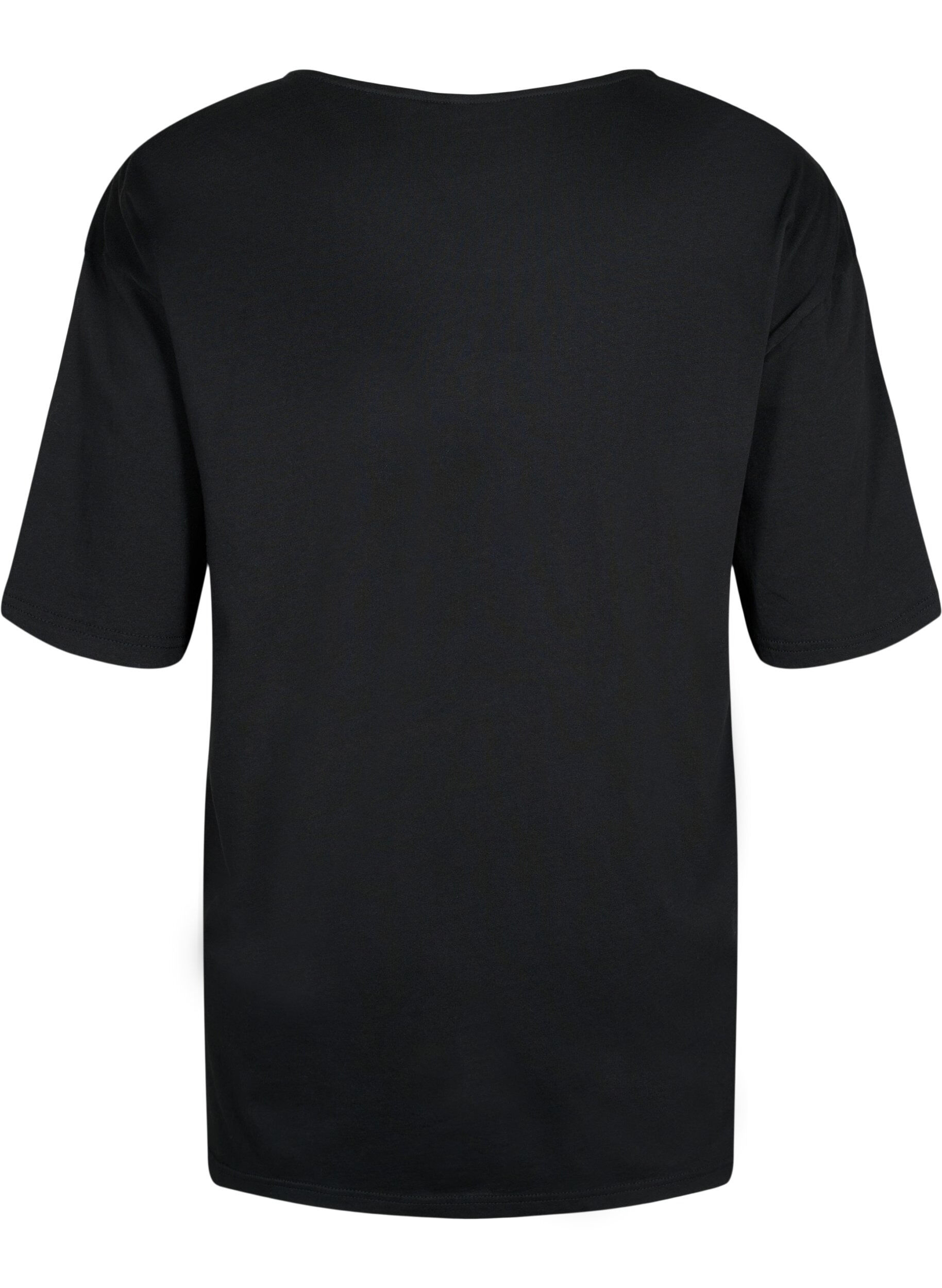 Zizzi Oversized t-shirt i bomull med tryck, Black GOOD, Packshot image number 1