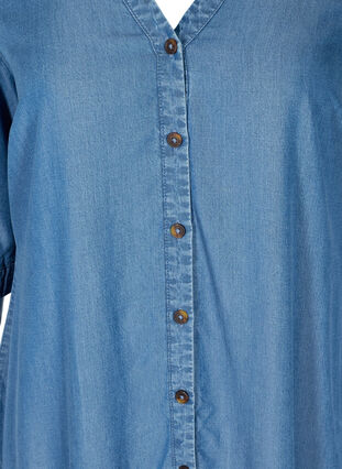 Midiklänning med knappar och 3/4 ärmar, Blue denim, Packshot image number 2