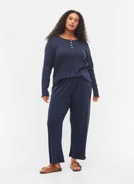 Pyjamasbyxor i bomull med mönster, Navy Blazer, Model