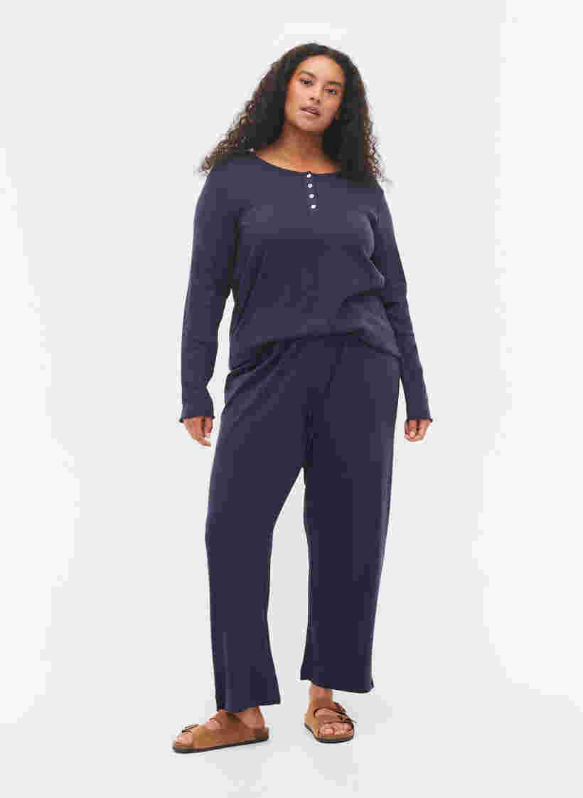 Pyjamasbyxor i bomull med mönster, Navy Blazer, Model