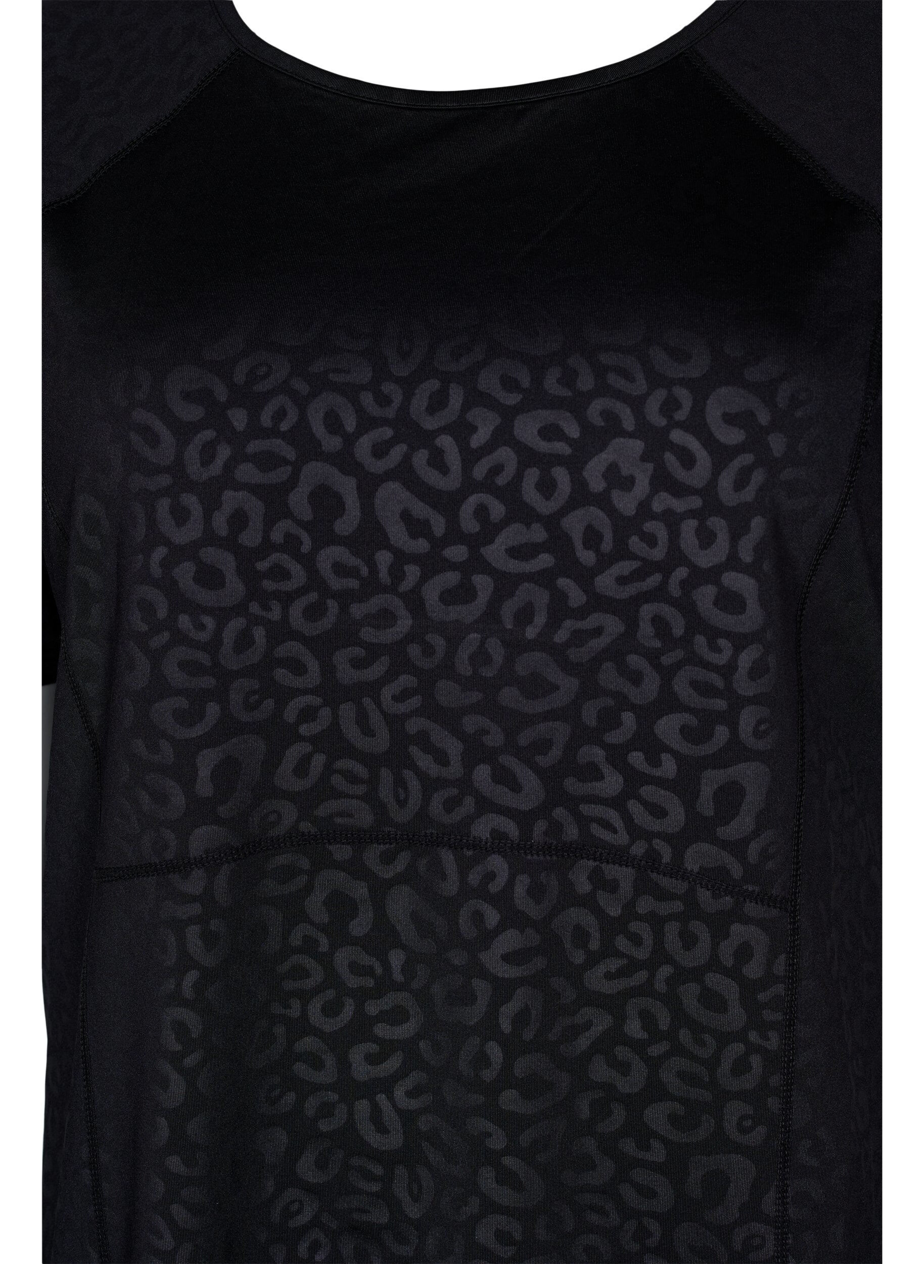 Zizzi Tr&auml;ningst-shirt med tryck och mesh, Black, Packshot image number 2